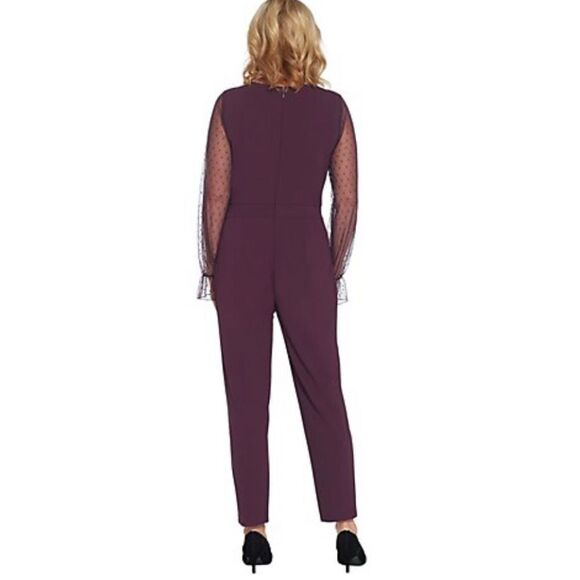 Du Jour Petite Mesh Sleeve Slim Leg Knit Jumpsuit - Picture 2 of 7